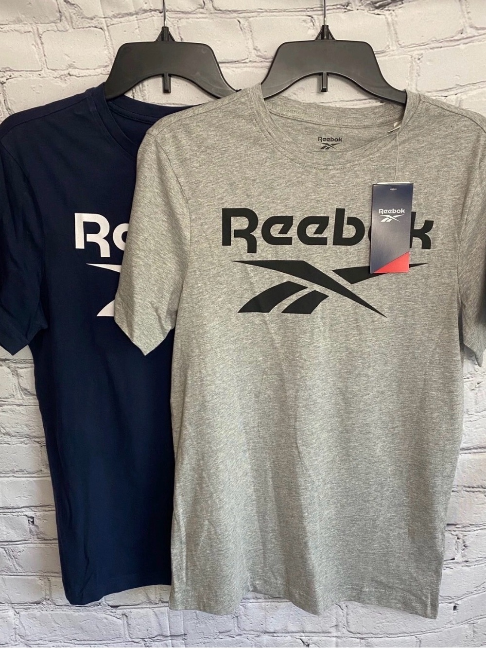 Reebok Men's Workout Gym Graphic Logo T-Shirts 2 Pack Blue Gray sz Small NWT